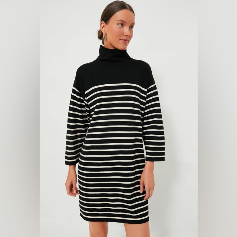 Pomander Place Striped Durand Turtleneck Dress, Size L